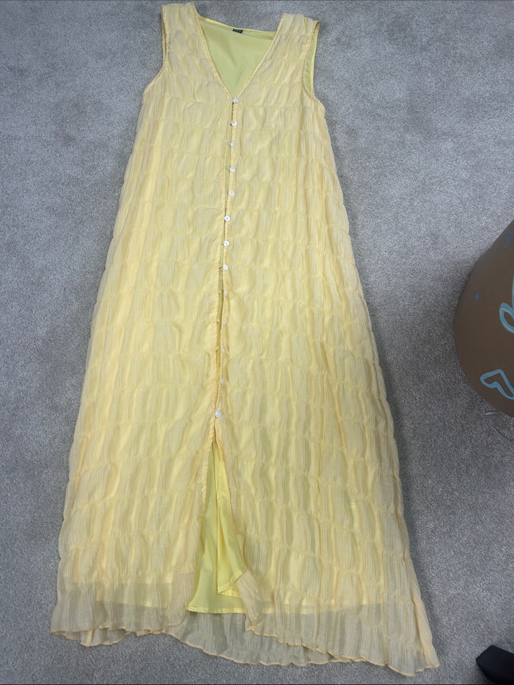 SHEIN Pale Yellow Button-Front Maxi Dress